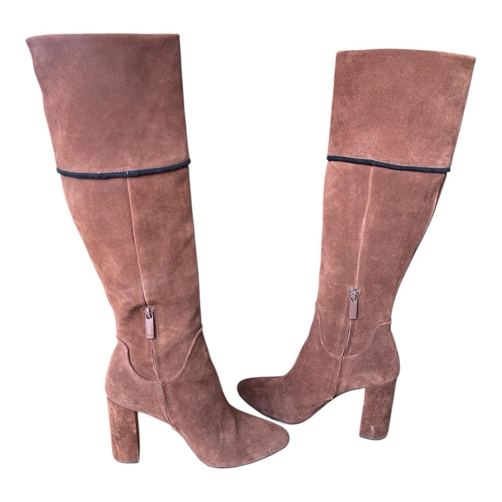 AD & Daughters Knee High‎ Brown Suede Block Heel Boot Size 9 Retail $300 - Picture 4 of 13